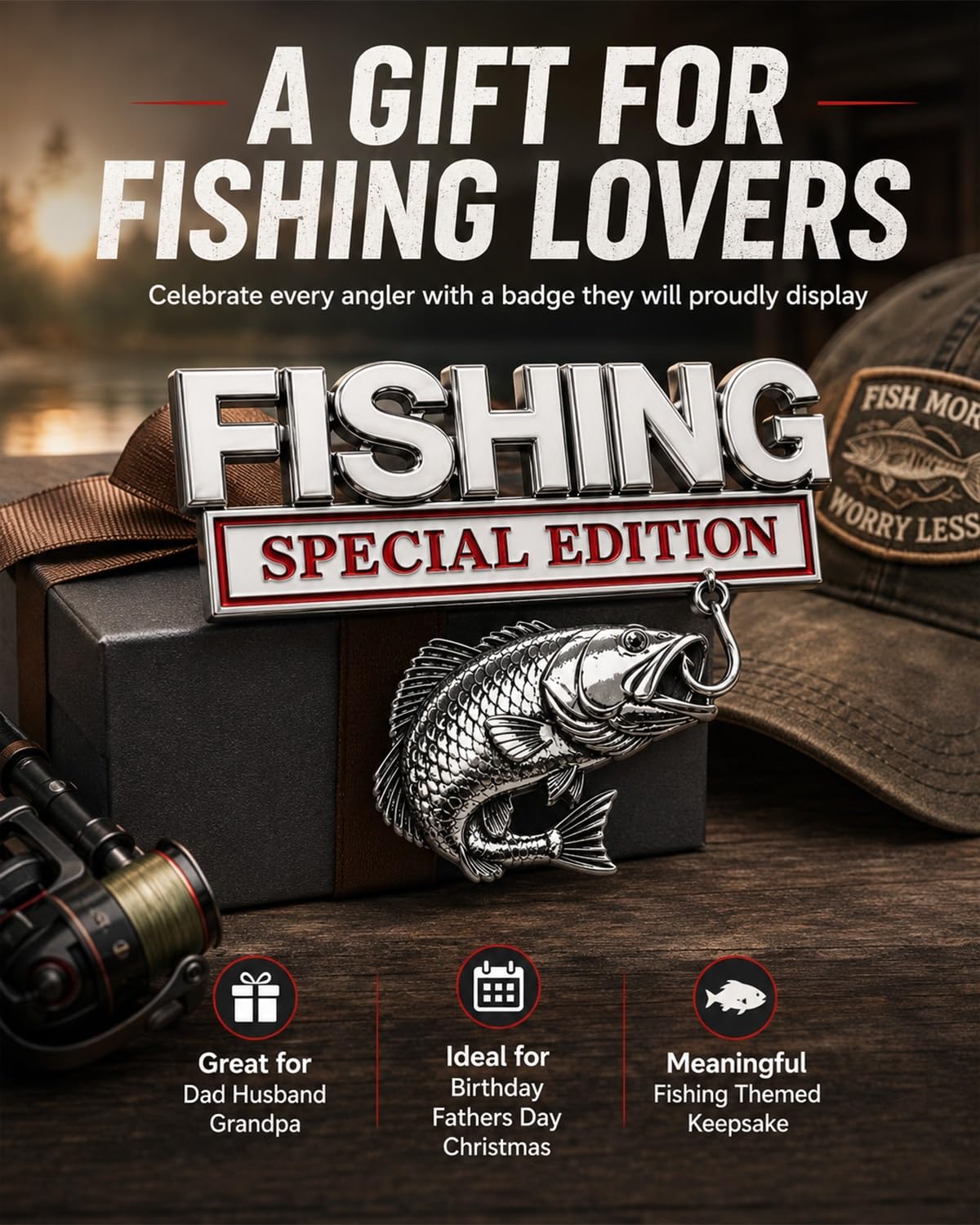 3D Metal Fishing Special Edition Car Emblem Badge Decal