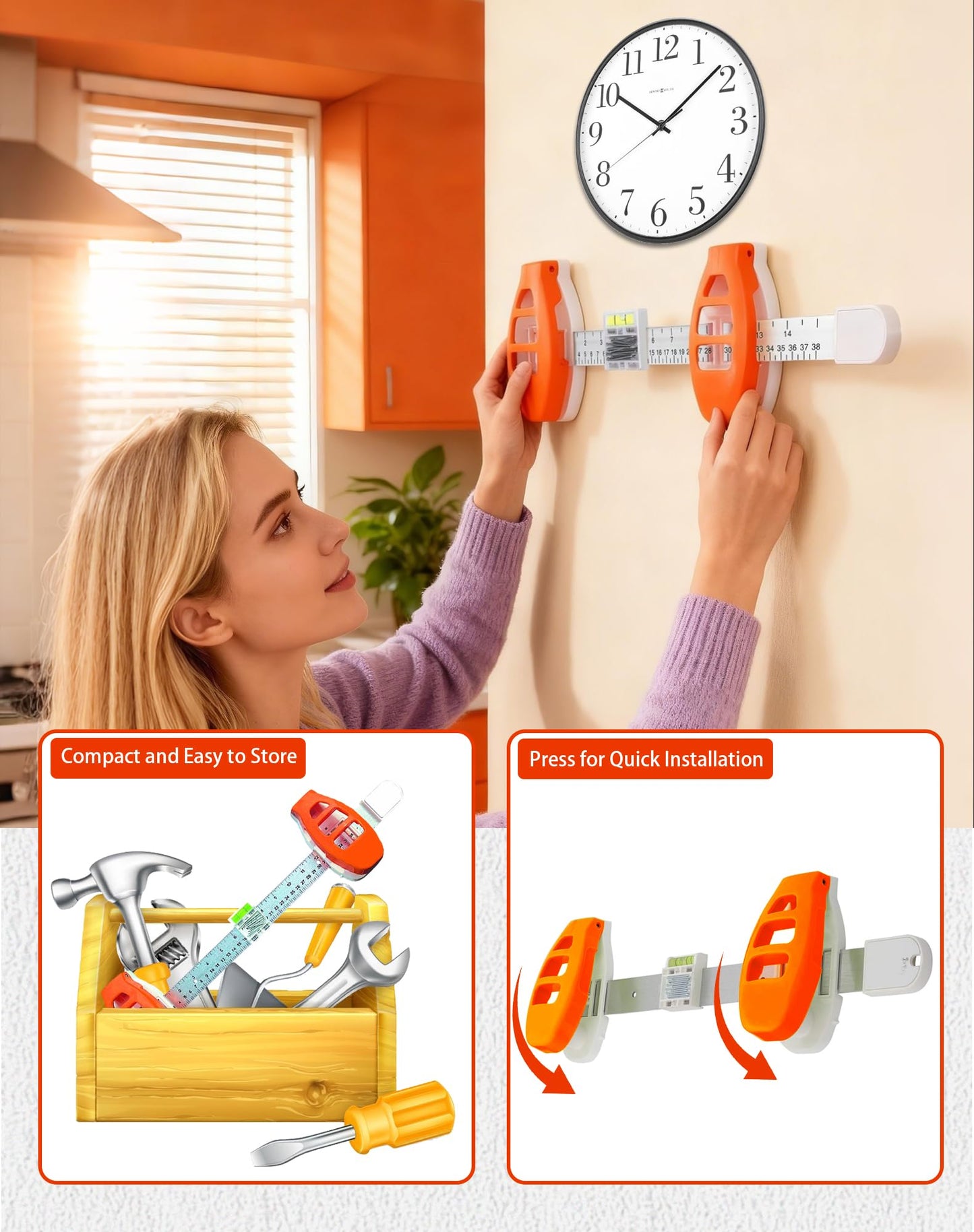 All-in-One Picture Hanging Tool with Built-in Level