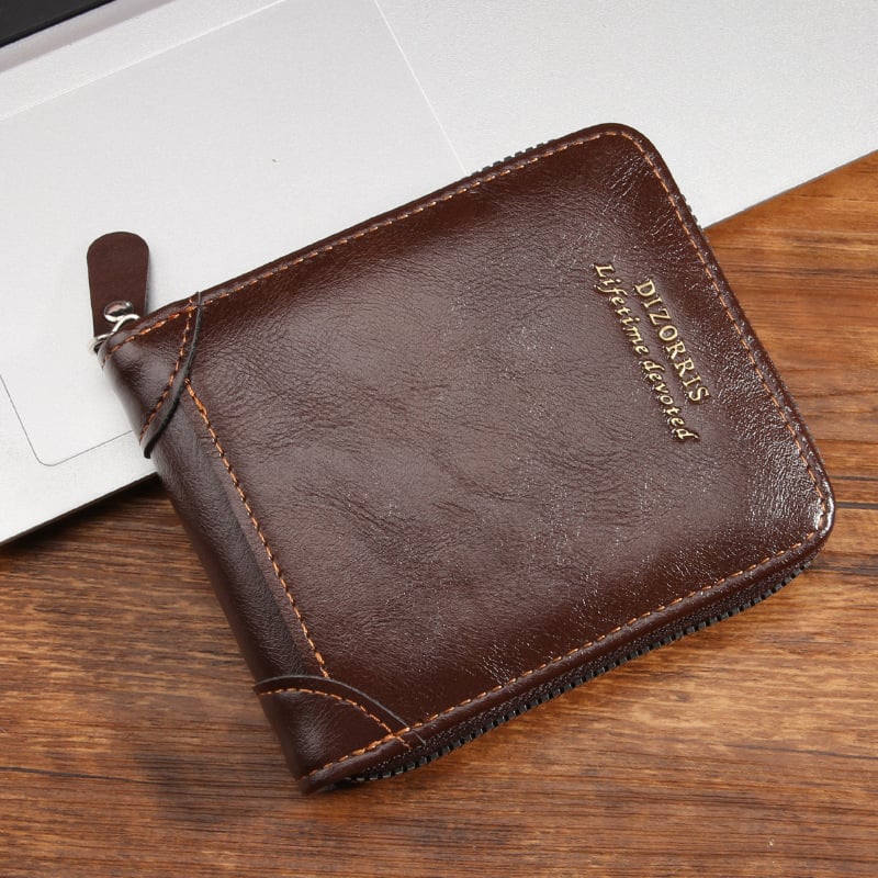 Men's Retro PU Leather Zipper Wallet