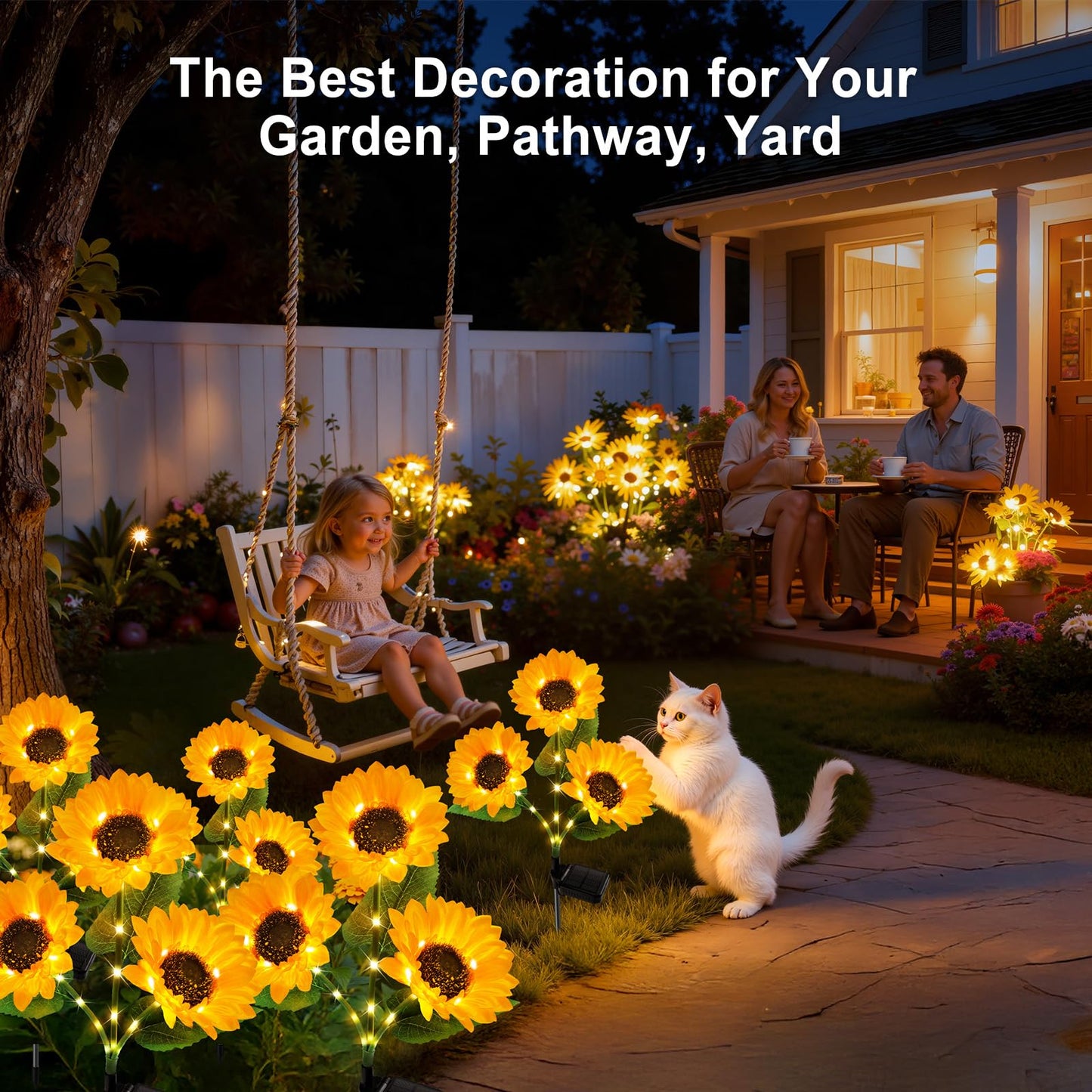 3-Pack Upgraded Solar Sunflower Garden Lights