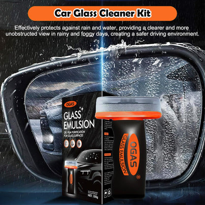 2-in-1 Car Glass Oil Film Remover & Integrated Cleaning Brush