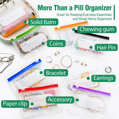 Reusable A8 Pill Pouch Set & Travel Organizer