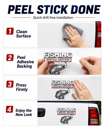 3D Metal Fishing Special Edition Car Emblem Badge Decal