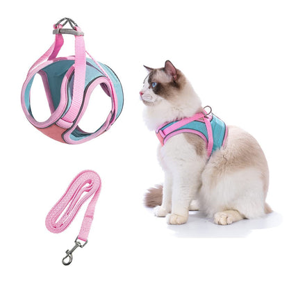 Escape-Proof Reflective Cat Harness and Leash Set
