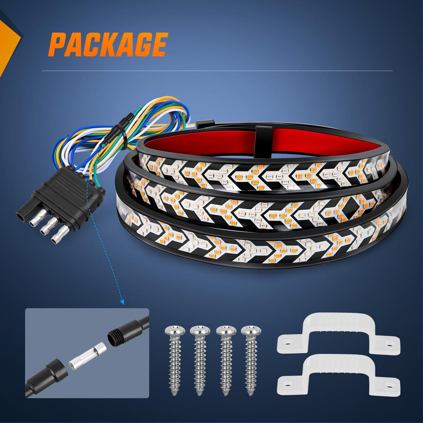 48" Triple Row LED Truck Tailgate Light Strip