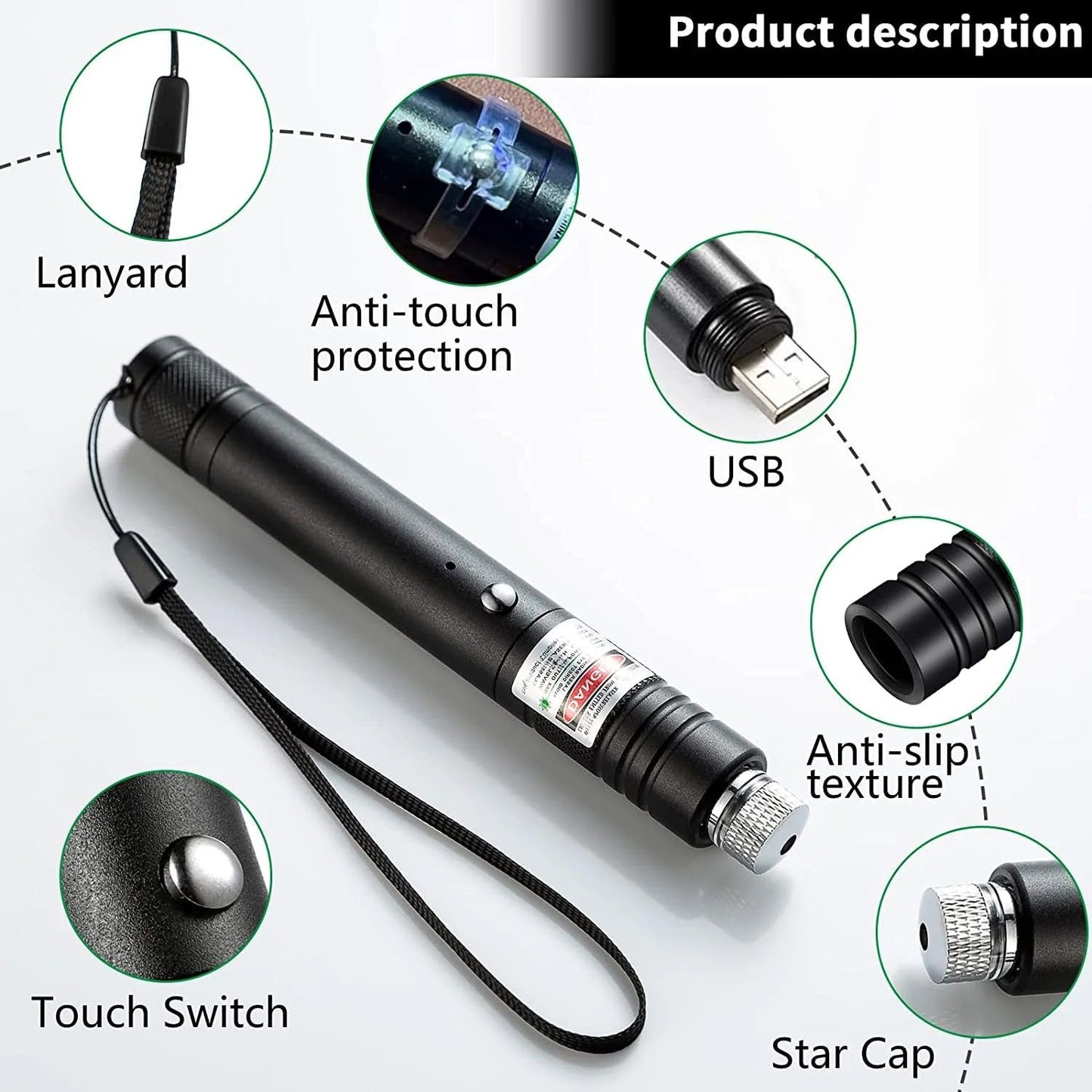 High-Power Tactical Green Laser Pointer
