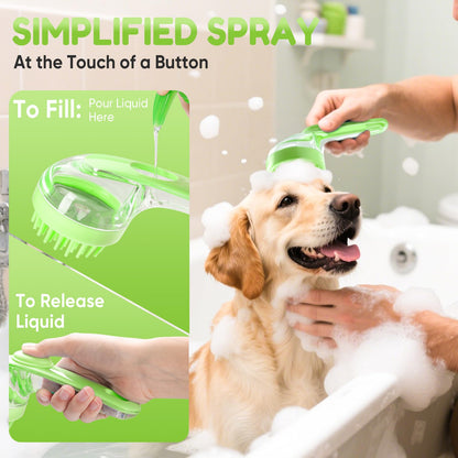 2-in-1 Pet Bath Brush with Shampoo Dispenser for Dogs and Cats