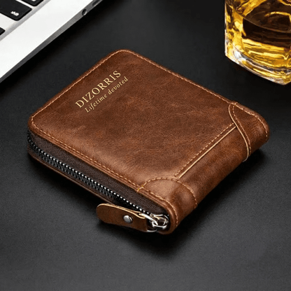 Men's Retro PU Leather Zipper Wallet
