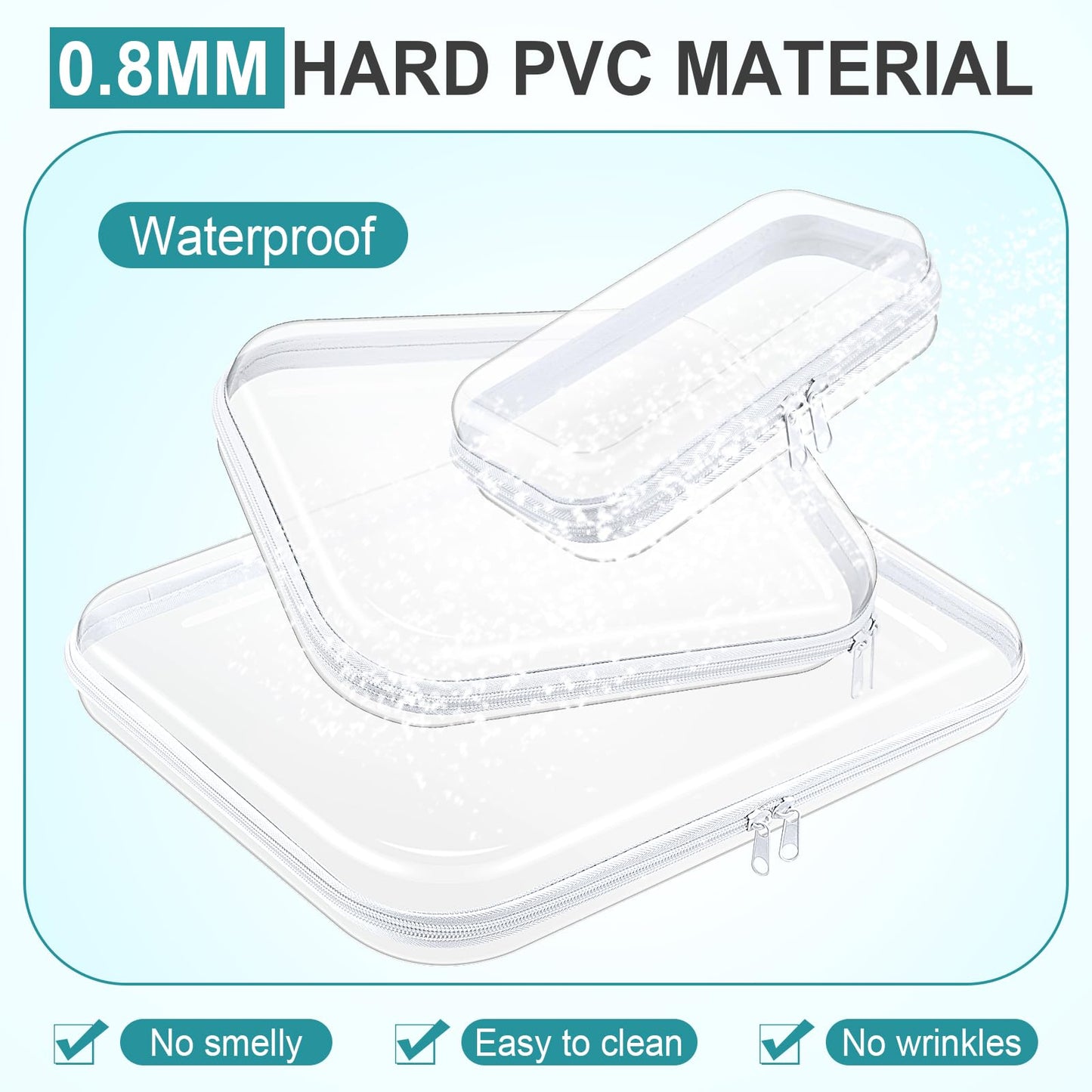 3-Piece Clear Hard PET Zipper Storage Cases
