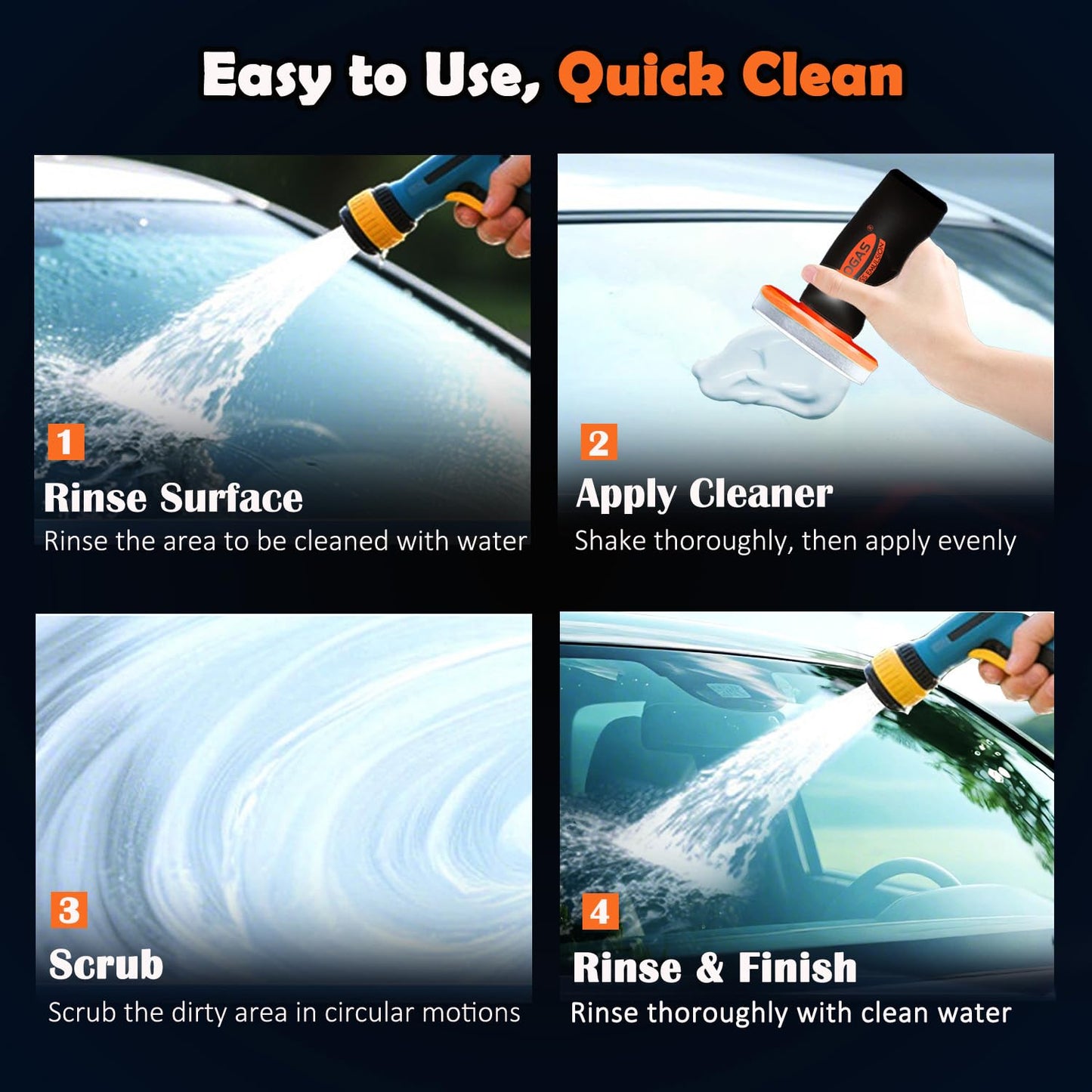 2-in-1 Car Glass Oil Film Remover & Integrated Cleaning Brush