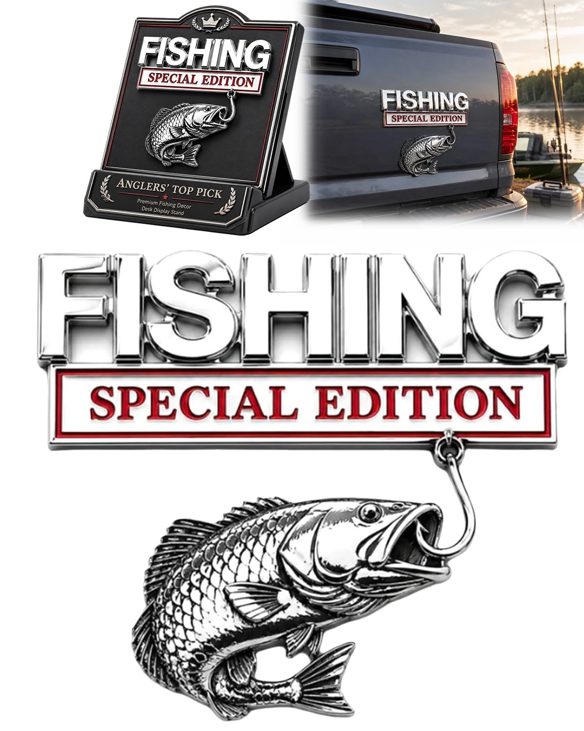 3D Metal Fishing Special Edition Car Emblem Badge Decal