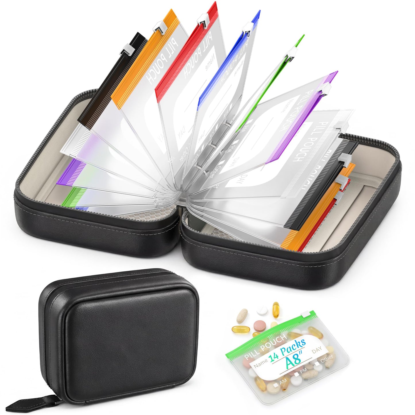 Reusable A8 Pill Pouch Set & Travel Organizer