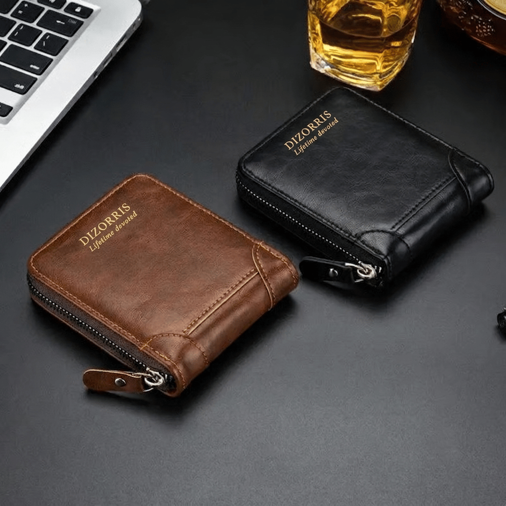 Men's Retro PU Leather Zipper Wallet