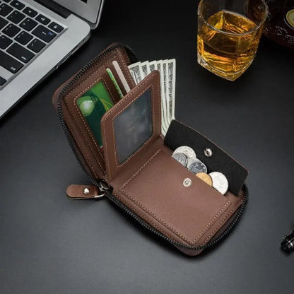 Men's Retro PU Leather Zipper Wallet