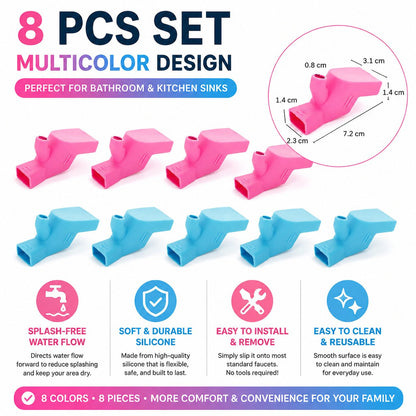 8-Piece Silicone Faucet Extender Set for Bathroom & Kitchen Sinks