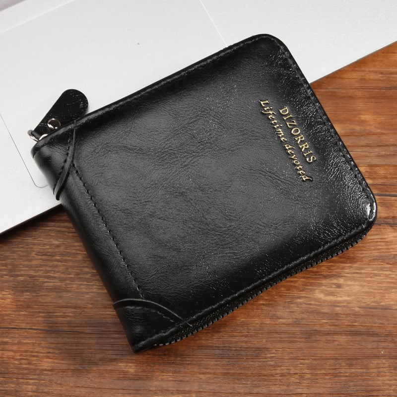 Men's Retro PU Leather Zipper Wallet