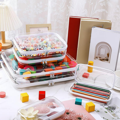 3-Piece Clear Hard PET Zipper Storage Cases