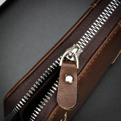 Men's Retro PU Leather Zipper Wallet