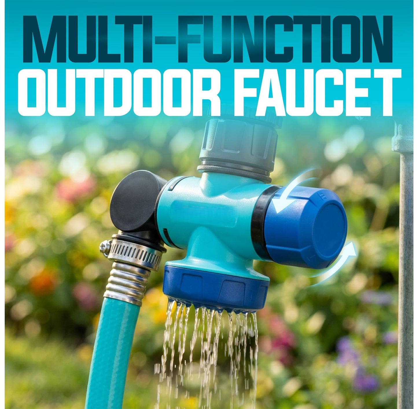 Multi-Functional 3-Way Outdoor Faucet & Garden Hose Connector