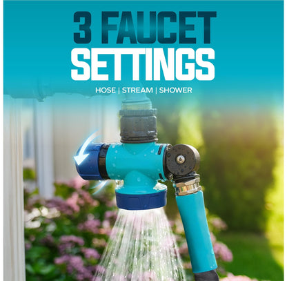 Multi-Functional 3-Way Outdoor Faucet & Garden Hose Connector
