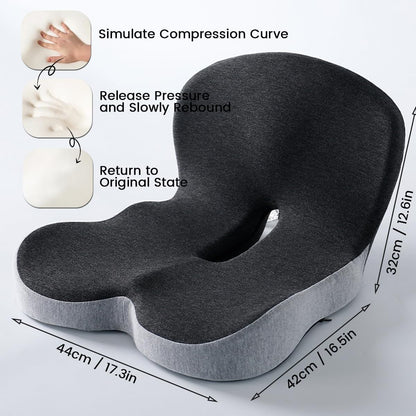 Ergonomic Orthopedic Memory Foam Seat Cushion with Lumbar Support