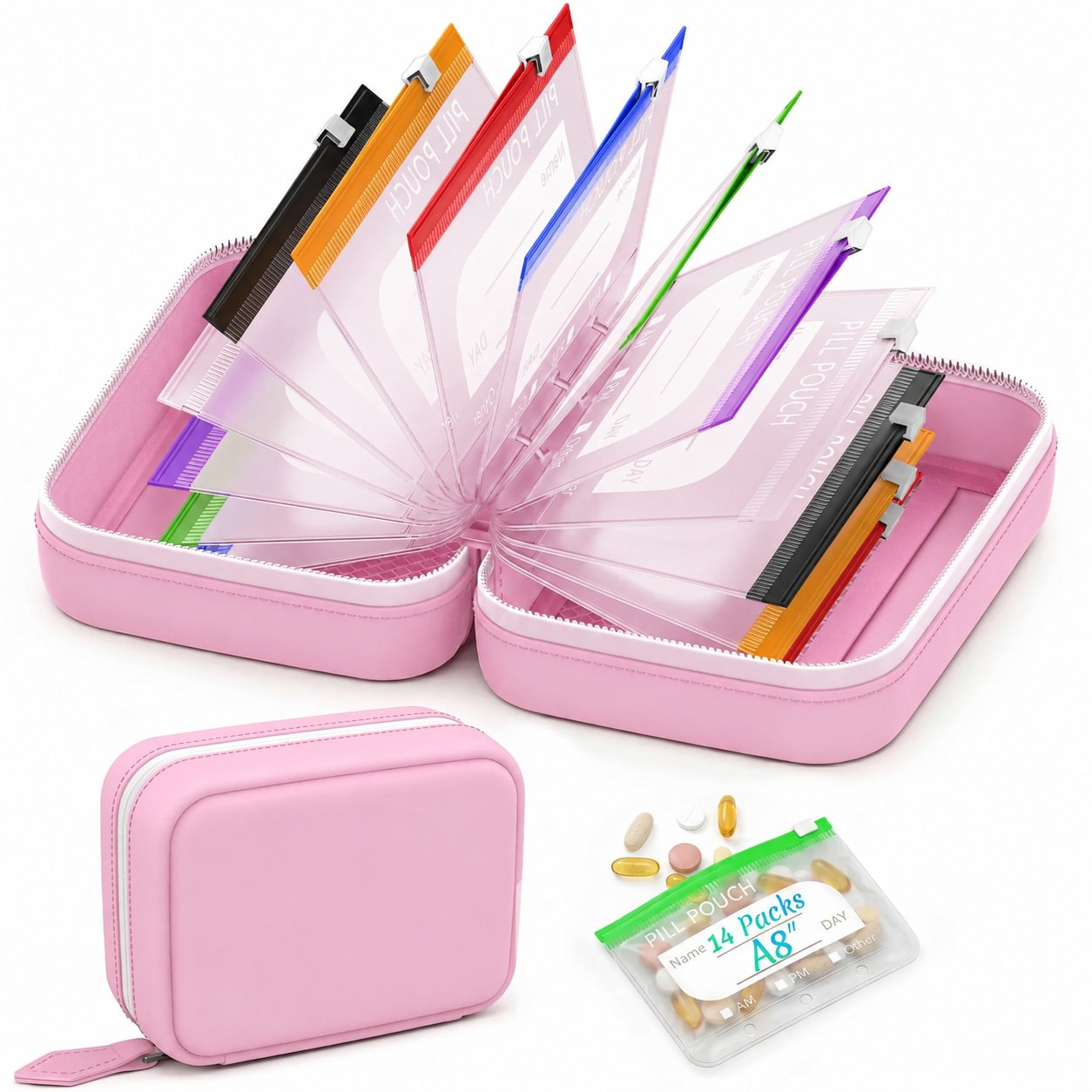 Reusable A8 Pill Pouch Set & Travel Organizer