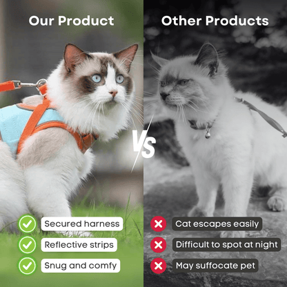 Escape-Proof Reflective Cat Harness and Leash Set