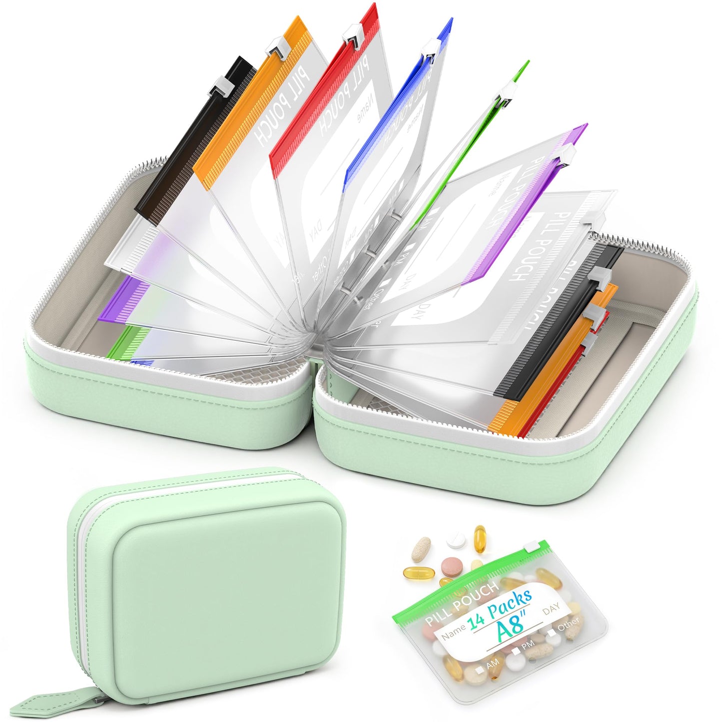 Reusable A8 Pill Pouch Set & Travel Organizer