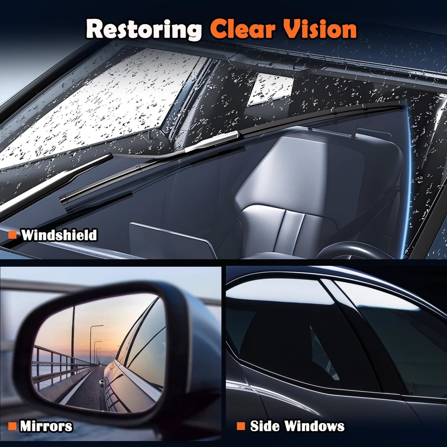2-in-1 Car Glass Oil Film Remover & Integrated Cleaning Brush