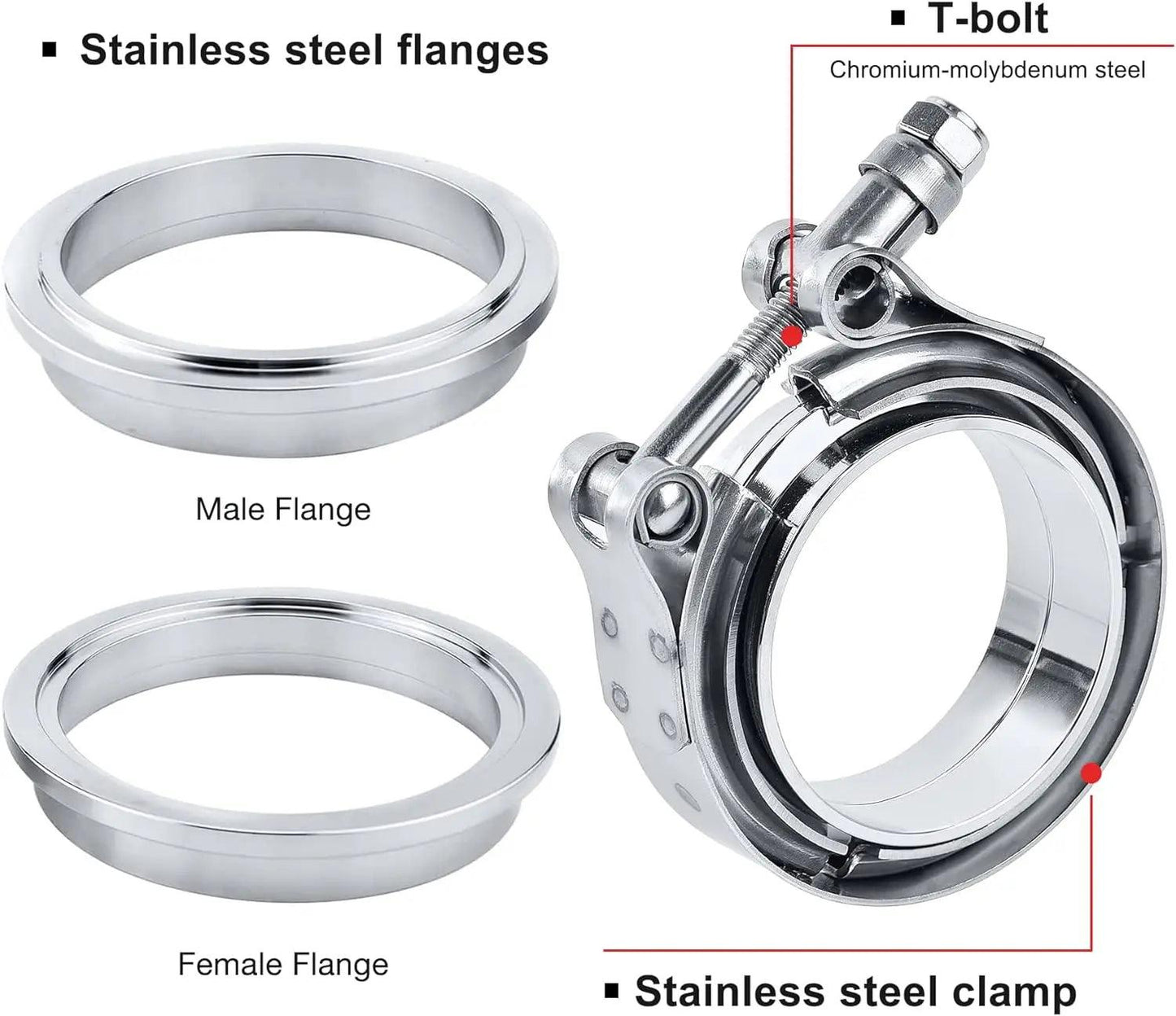 EVIL ENERGY V Band Clamp With Flange Male Female Stainless Steel Mild Steel Flange (1.5-5.0inch)