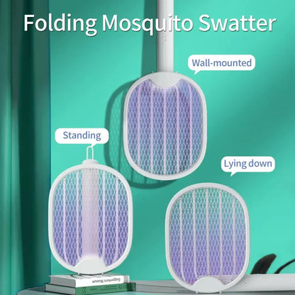 Electric Mosquito Swatter USB Rechargeable Fly Trap Foldable Mosquito Kill Racket Insect Killer With UV Light Bug Zapper