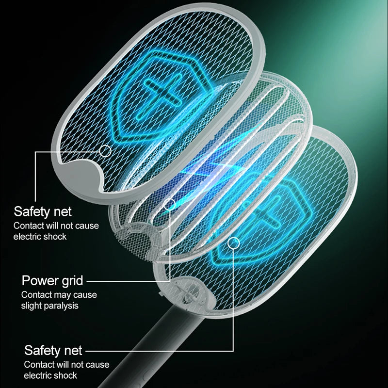 Electric Mosquito Swatter USB Rechargeable Fly Trap Foldable Mosquito Kill Racket Insect Killer With UV Light Bug Zapper