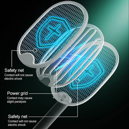 Electric Mosquito Swatter USB Rechargeable Fly Trap Foldable Mosquito Kill Racket Insect Killer With UV Light Bug Zapper