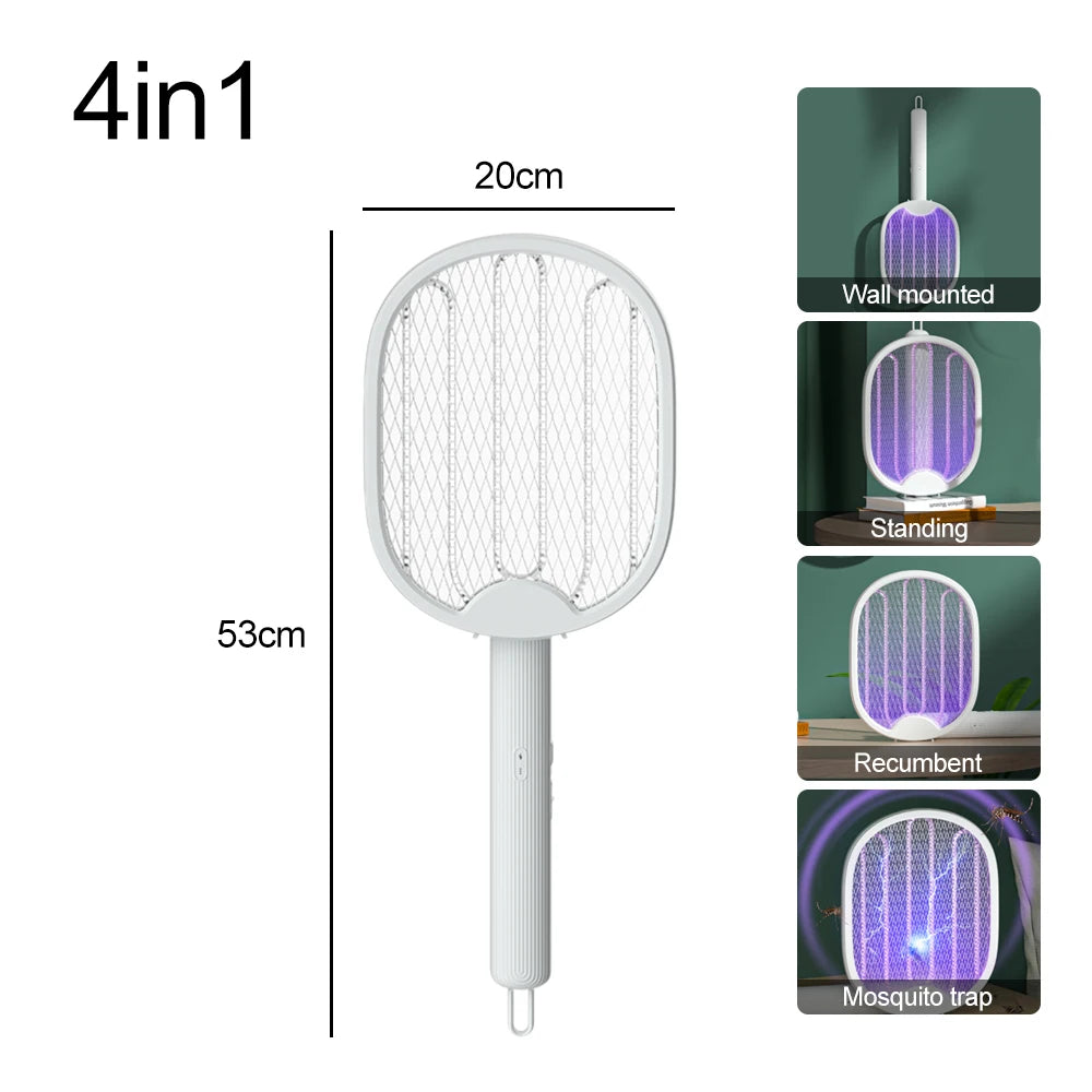 Electric Mosquito Swatter USB Rechargeable Fly Trap Foldable Mosquito Kill Racket Insect Killer With UV Light Bug Zapper