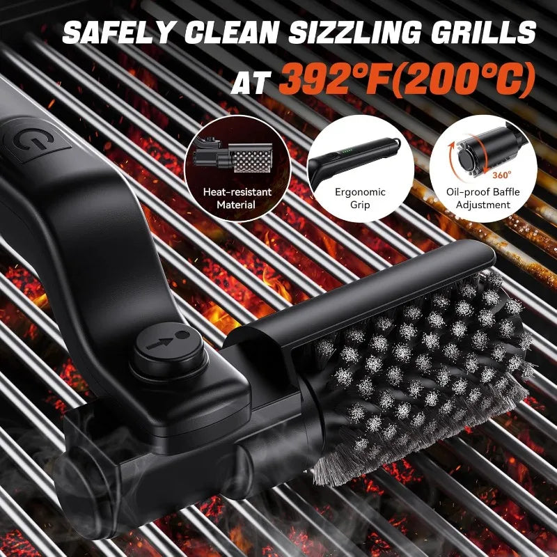 Glidex™ 3-Speed Electric Rotating Grill Cleaning Brush—Effortlessly removes stubborn stains
