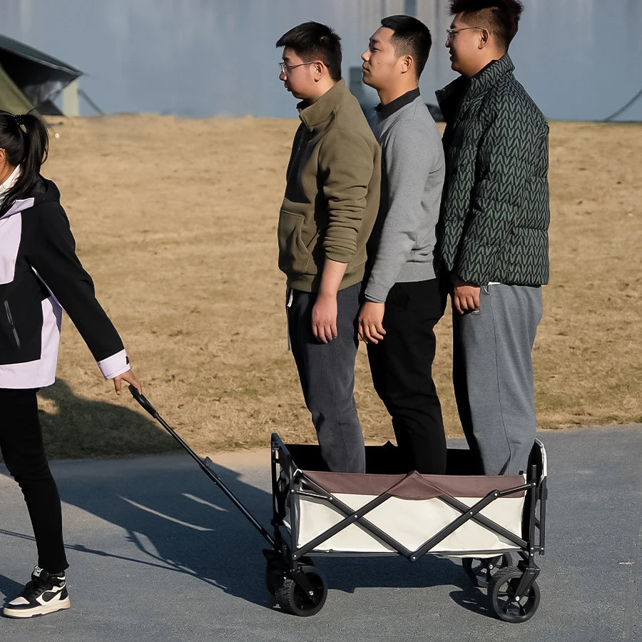Large Weight Capacity Heavy Duty Wagon Cart Folding Wagon for Outdoor Garden Beach wagon Camping Equipment with Cup Holders