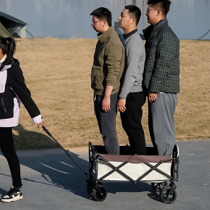 Large Weight Capacity Heavy Duty Wagon Cart Folding Wagon for Outdoor Garden Beach wagon Camping Equipment with Cup Holders