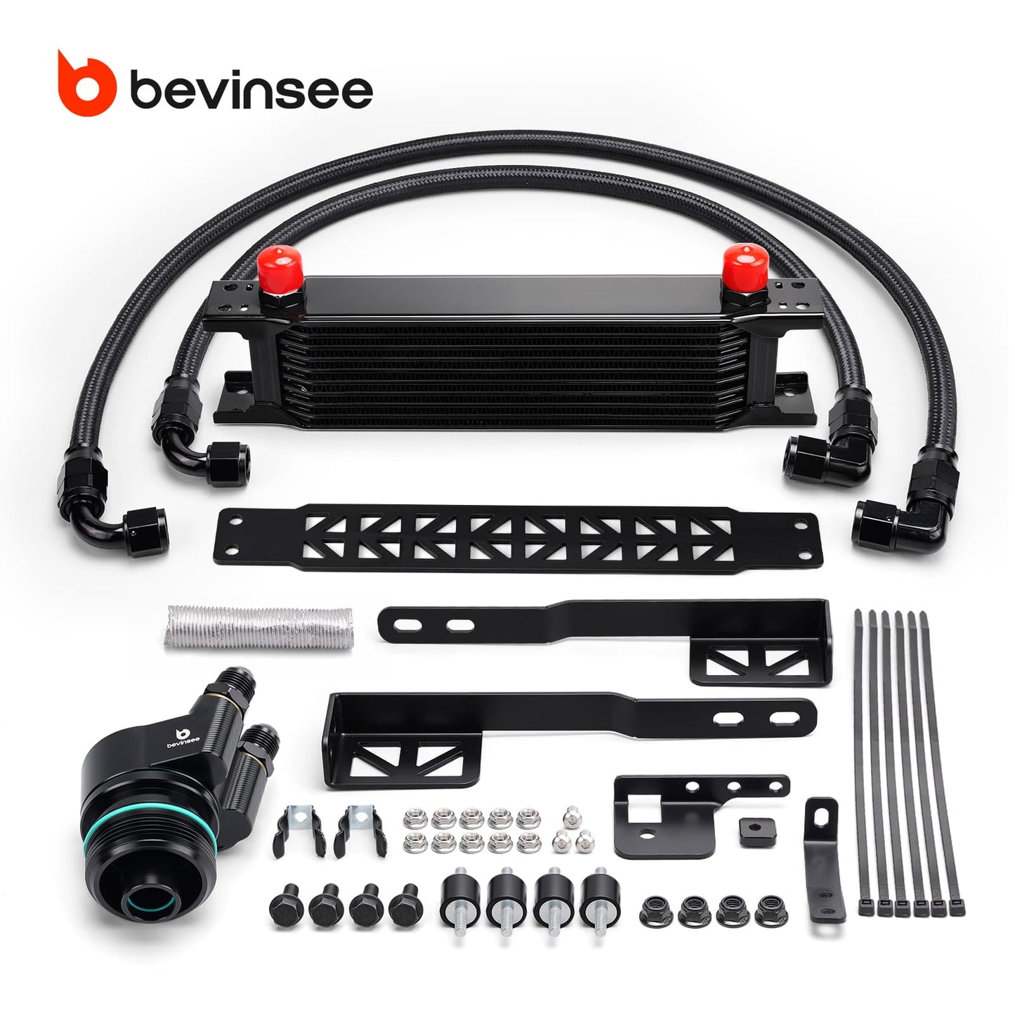 BEVINSEE 10 Rows Oil Cooler Kit For VW Golf 7 GTI/R 2013-2020