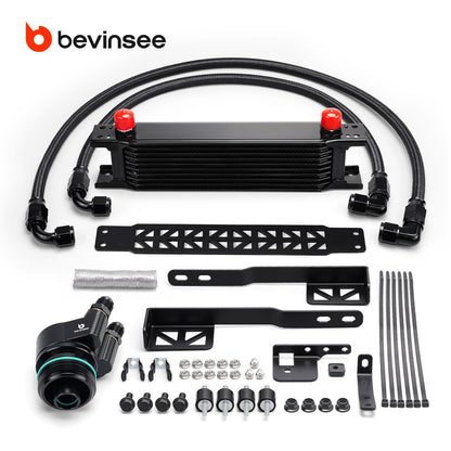 BEVINSEE 10 Rows Oil Cooler Kit For VW Golf 7 GTI/R 2013-2020