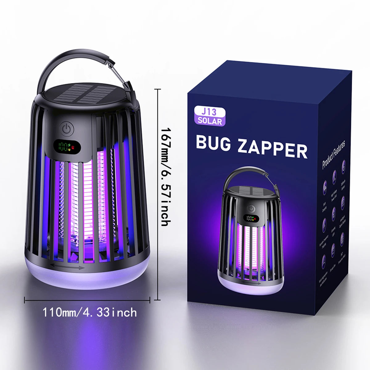 Outdoor Solar Bug Zapper Light – Rechargeable Mosquito & Fly Trap for Garden & Patio