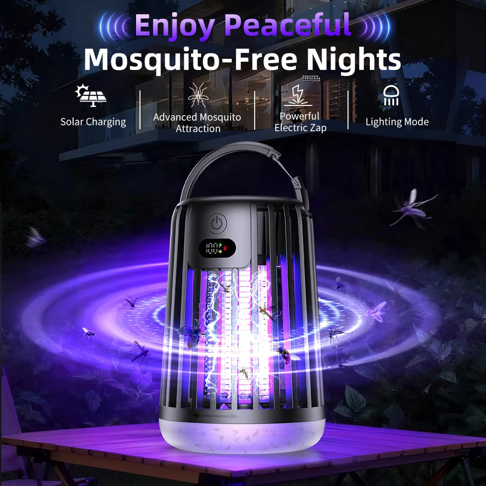 Outdoor Solar Bug Zapper Light – Rechargeable Mosquito & Fly Trap for Garden & Patio