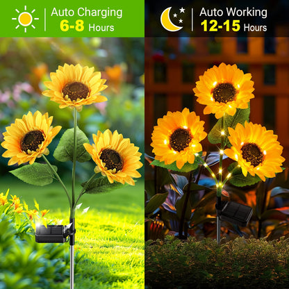 3-Pack Upgraded Solar Sunflower Garden Lights