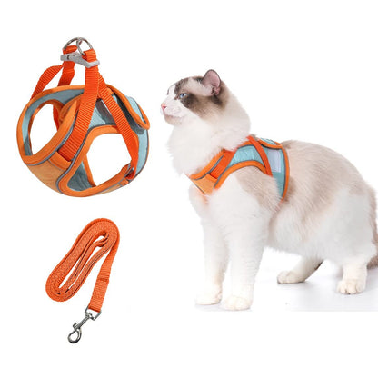 Escape-Proof Reflective Cat Harness and Leash Set
