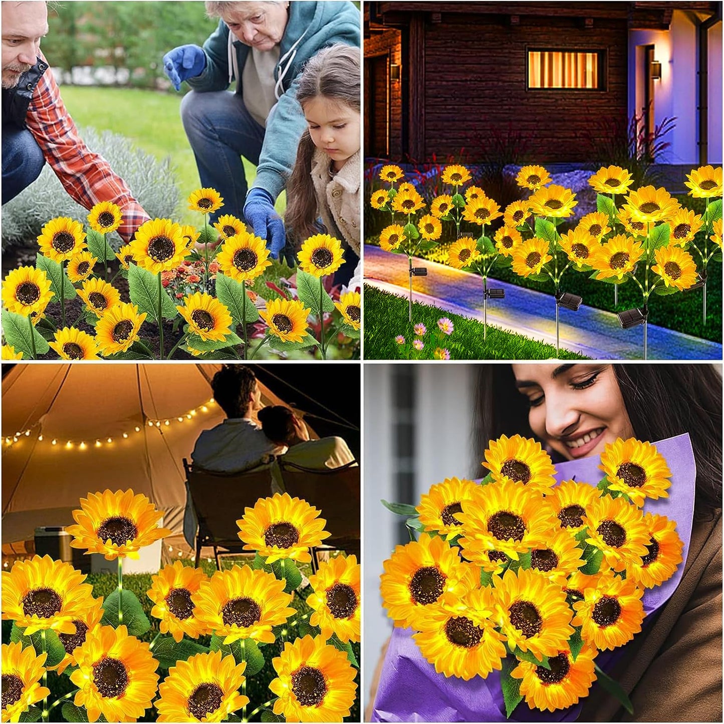 3-Pack Upgraded Solar Sunflower Garden Lights