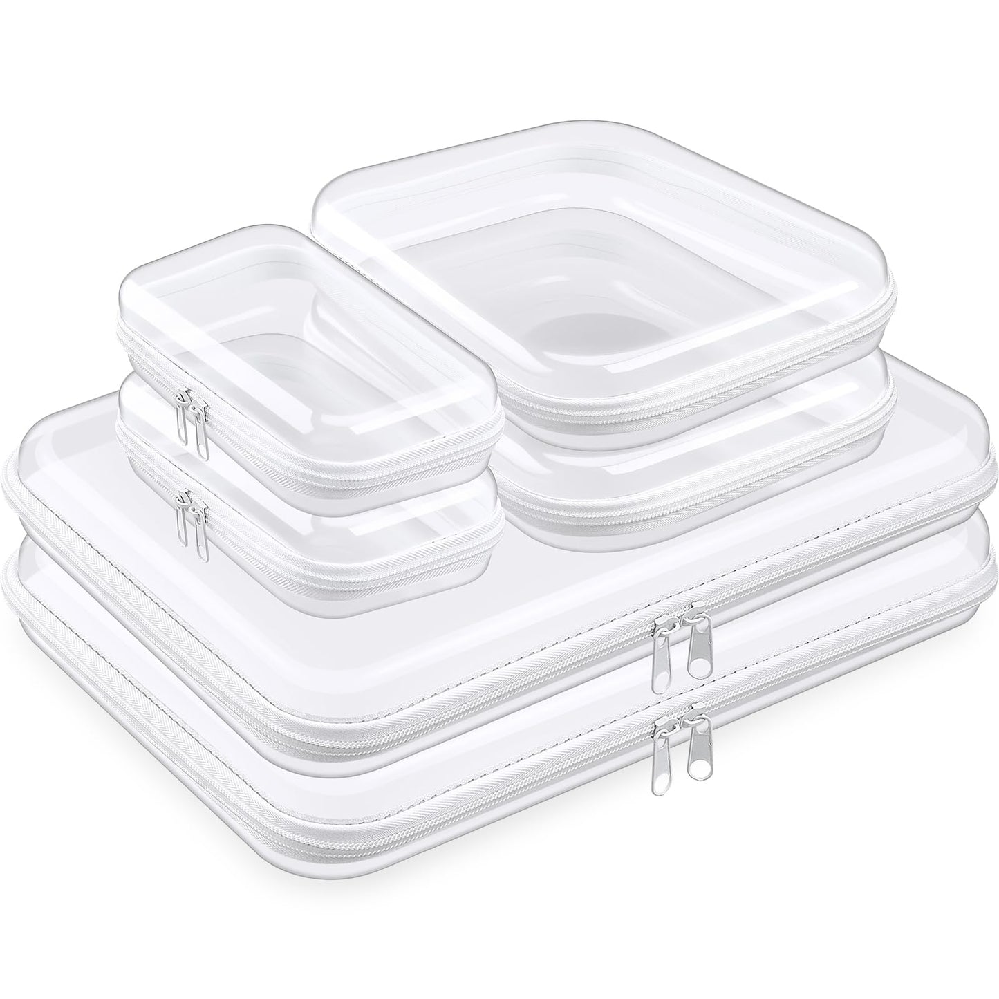 3-Piece Clear Hard PET Zipper Storage Cases