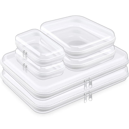 3-Piece Clear Hard PET Zipper Storage Cases