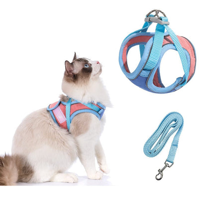 Escape-Proof Reflective Cat Harness and Leash Set
