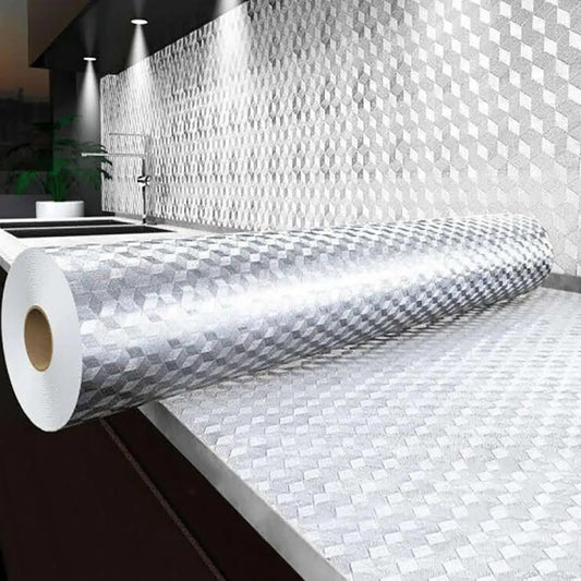 Self-Adhesive Aluminum Foil Kitchen Wallpaper & Countertop Liner