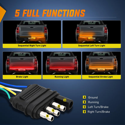 48" Triple Row LED Truck Tailgate Light Strip