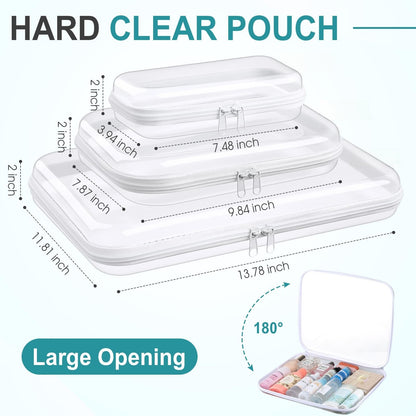 3-Piece Clear Hard PET Zipper Storage Cases